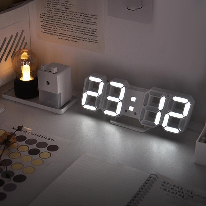 Nordic Electronic Clock Table Clocks Snooze Led Digital Wall Clocks Hanging Watch Calendar Thermometer Desktop Decorations