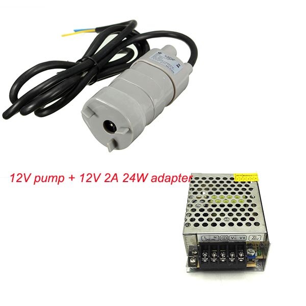 Beste 12V 24V 600L/H JT500 Hoge Druk Dc Dompelpomp Drie-Draad Micro motor Waterpomp Met Adapter: 12V 2A 24W Adapter