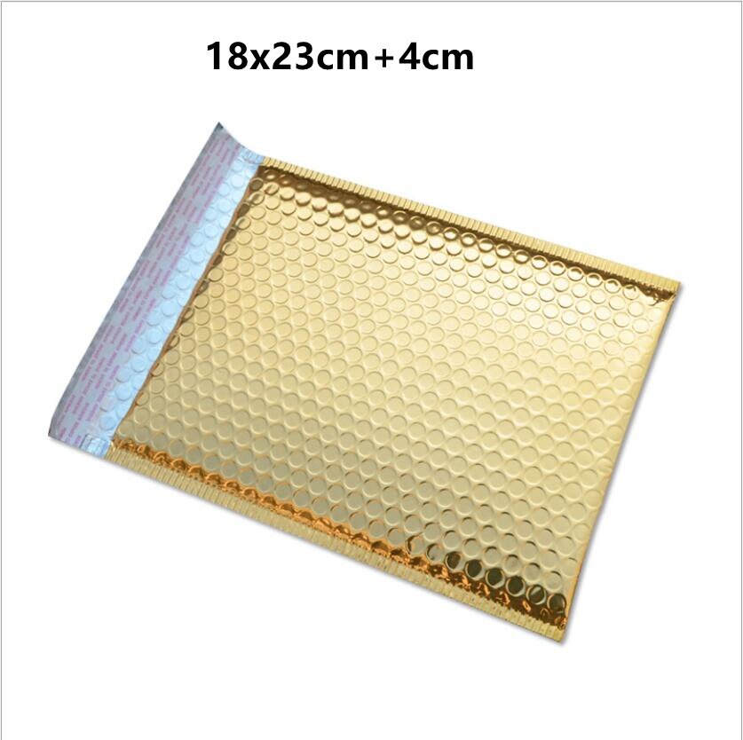 50pcs Rose Gold Poly Bubble Mailer Envelopes Aluminum Foil Padded Envelopes Self Seal Bubble Mailer Bags: gold 18x23cm