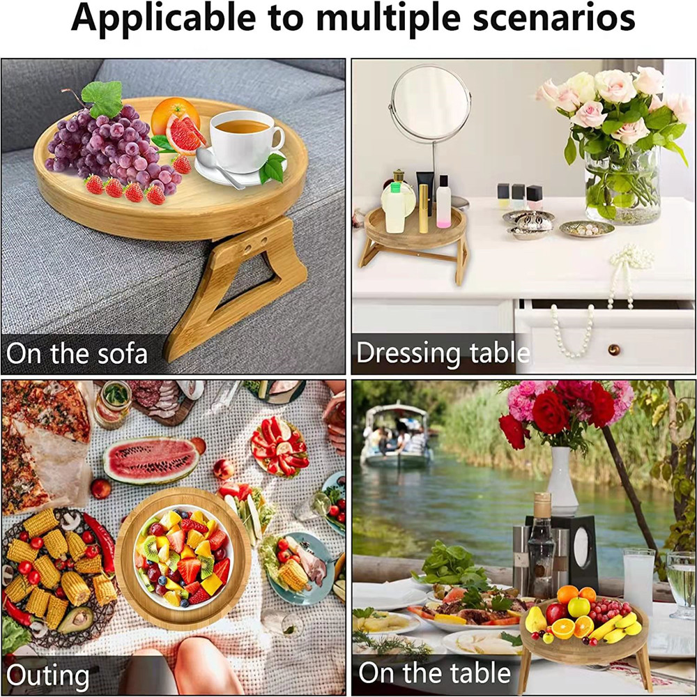 1PCS Sofa Arm Table Clip On Sofa Tray Recliner Armrest Snack Tray Wooden Tray Remote Control Holder