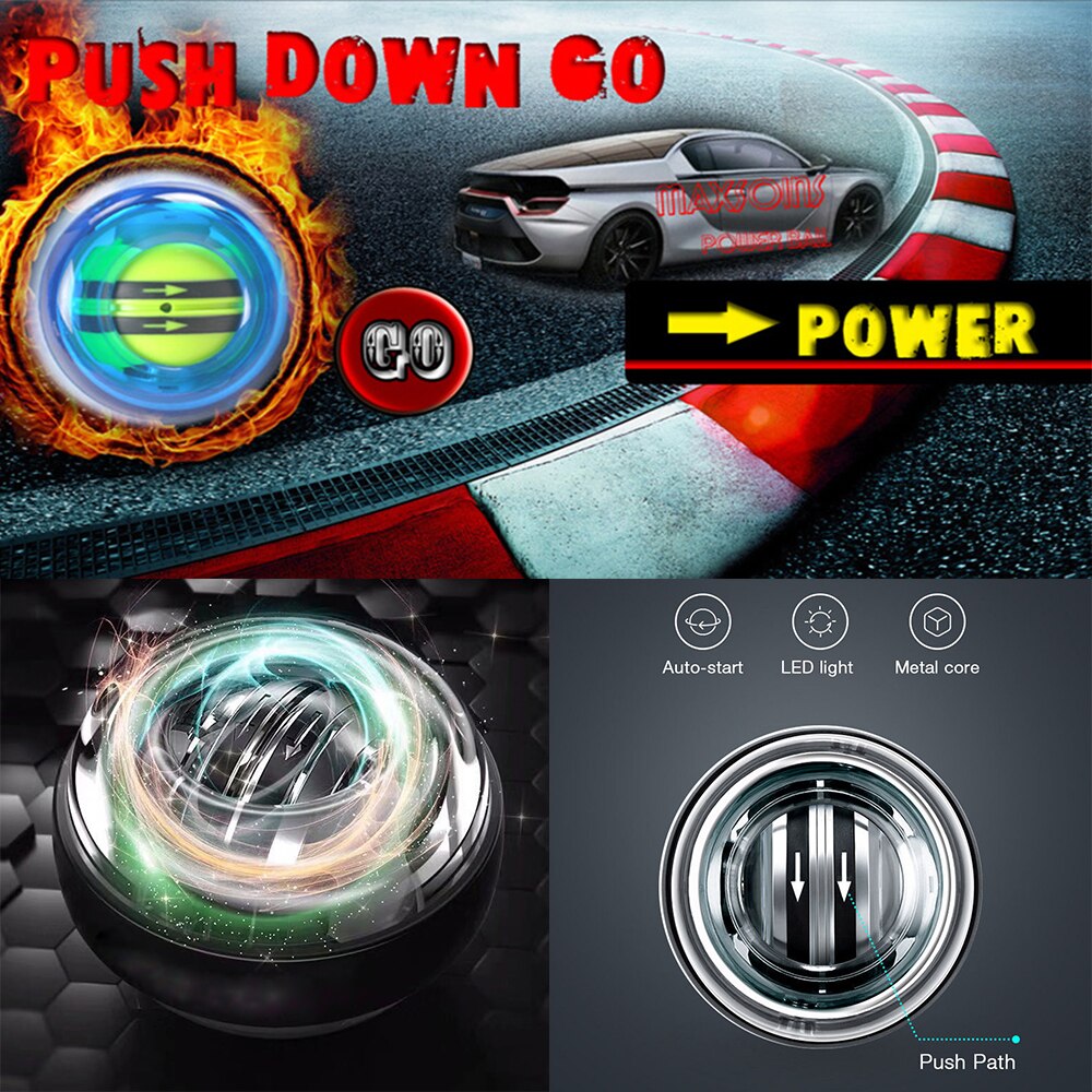 Self-Starting Muscle Relaxation Rotating Wrist Arm Training Exercise Fitness Equipment With LED Light Accessories Wrist Ball