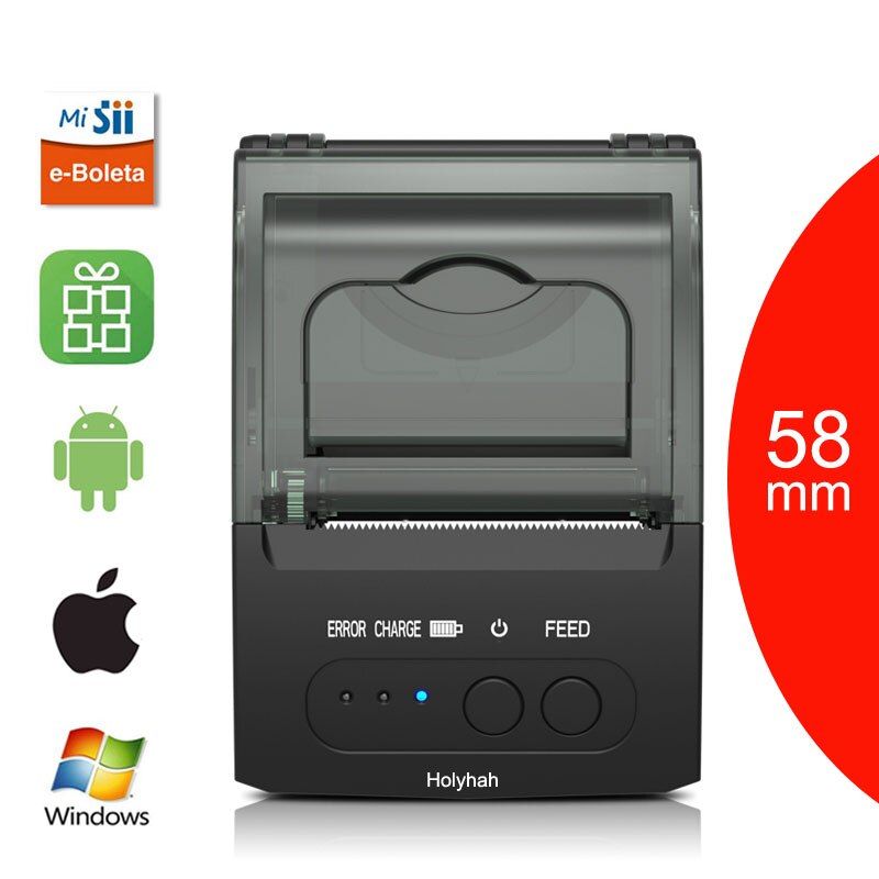 Draagbare Android Ios Bluetooth Bonprinter 58Mm Mini Pos Thermische Printer Met Lederen Riem Voor Zakelijke Esc/pos