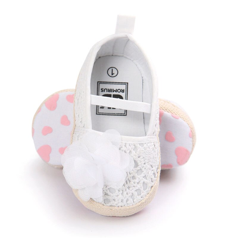 Baby pige sommer hul strik blød sål walking ballet kjole mary jane babe vugge sko: Hvid / 0-6 måneder