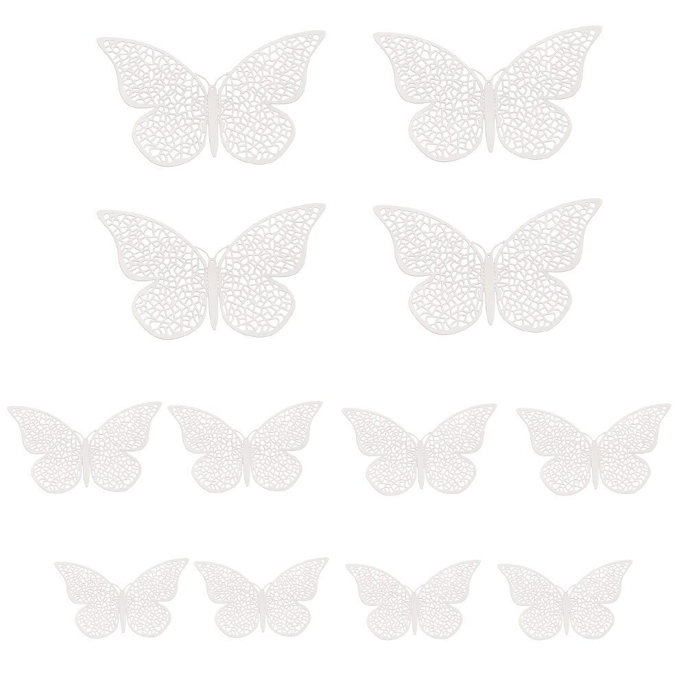 Autocollant mural papillon 3D ajouré, 12 pièces/ensemble, décoration pour mariage, décor de salle pour la maison, pour fenêtre, or argent, Stickers muraux: silver	Type 5