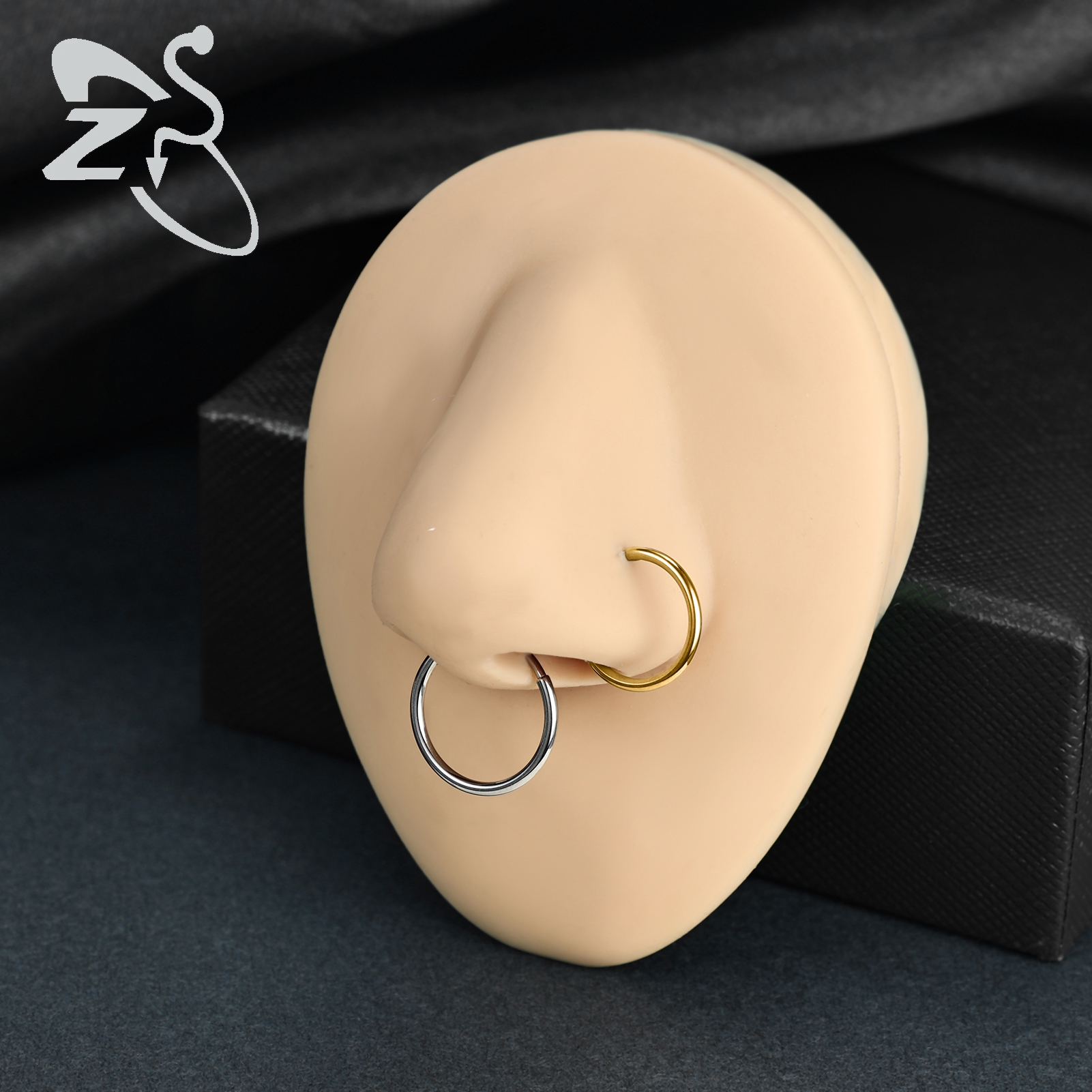 Zs 1pc runde krystal næse piercing sølvfarvet septum ring rustfrit stål næse clicker brusk piercing 20g kropssmykker