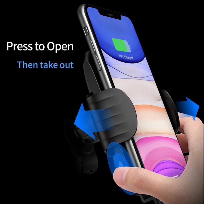 15W Qi Wireless Charger Car Receiver For iPhone 11 pro Automatic Clamping Broadcast Car Charger Wireless for Samsung S10 SIKAI