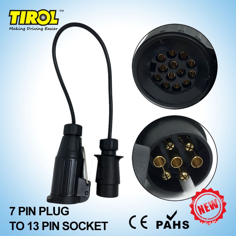 Tirol 7 To13 Polen Trailer Met Kabel Adapter Bedrading Connector 12V Trekhaak Plug & Socket T22469b