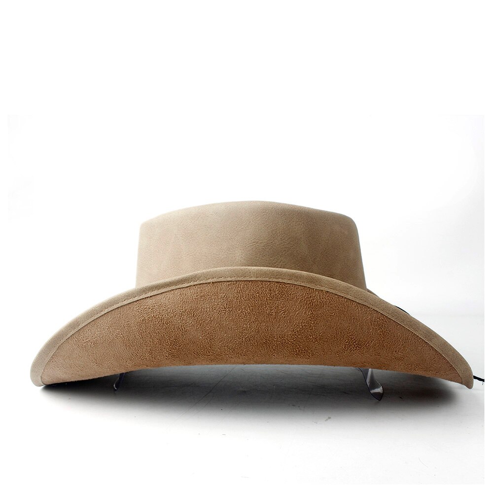 Retro Unisex Western Cowboy Cowgirl Hat With Punk Leather Ribbon Lady Dad Sombrero Cap Roll Up