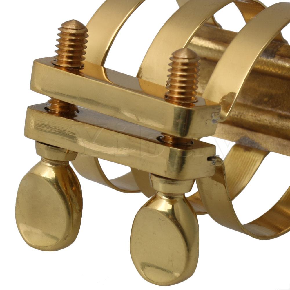 Yibuy 1x złoty mosiądz E płaskim saksofon altowy saksofon ligatura podwójna śruba na saksofon altowy