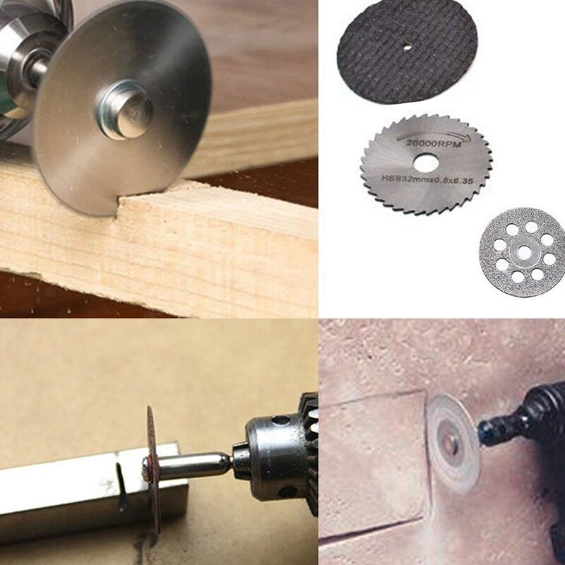 36PCS Rotary Cutting Wheels Tool Kit, Mini Diamond Cutting Wheel and HSS Circular Saw Blades and Resin Metal Cutting Wheels Tool