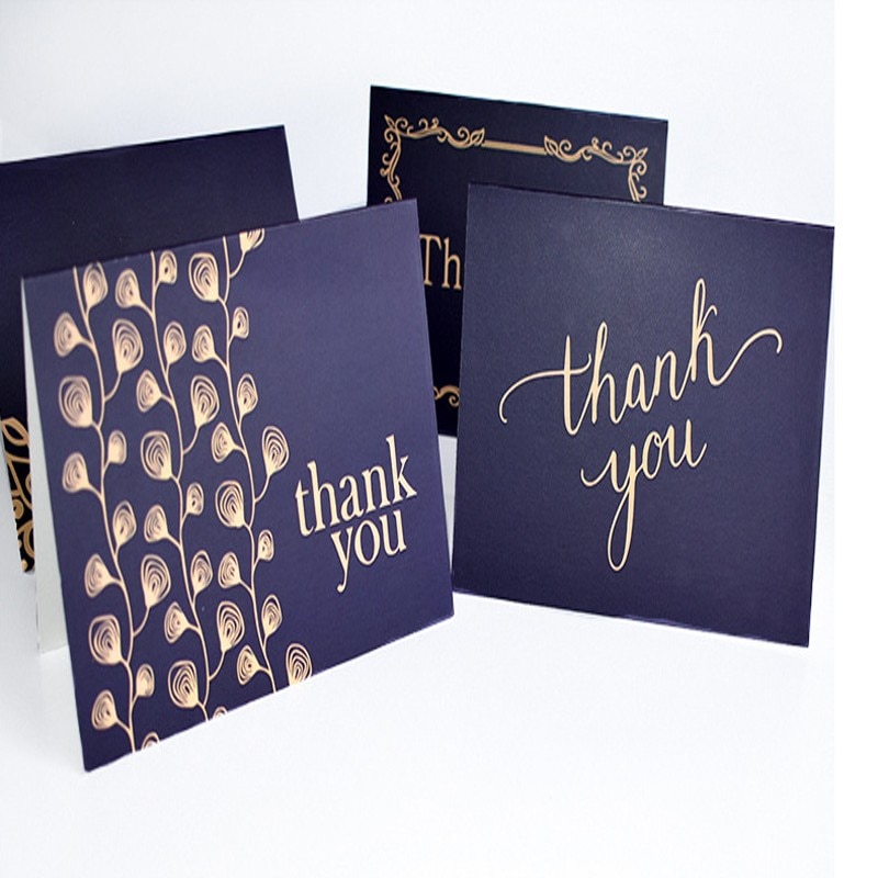 1pcs/pack thank you Card Bronzing with dark blue envelope Scrapbooking party invitation greeting cards business card