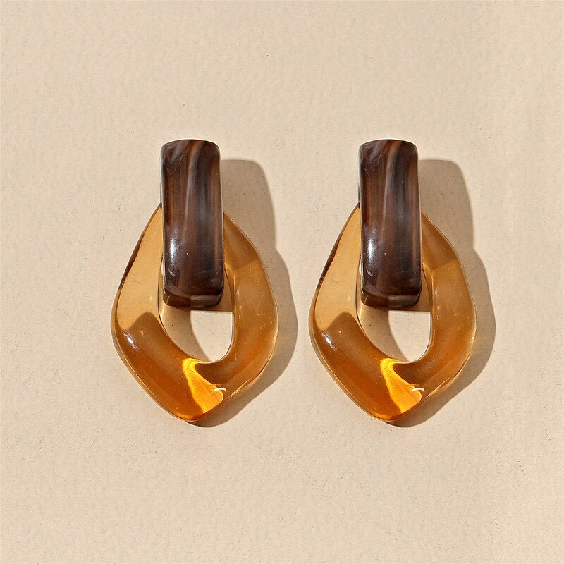 Farverige klar harpiks akryl øreringe til kvinder geometriske hule statement øreringe piger smykker: 1
