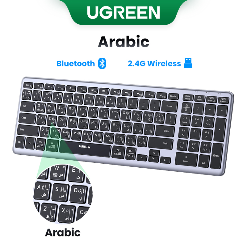 Ugreen Toetsenbord Draadloze Bluetooth 5.0 2.4G Russische/Koreaanse/En 99 Keycaps Voor Macbook Ipad Pc Tablet Usb C Oplaadbare Toetsenbord: Anti Gold