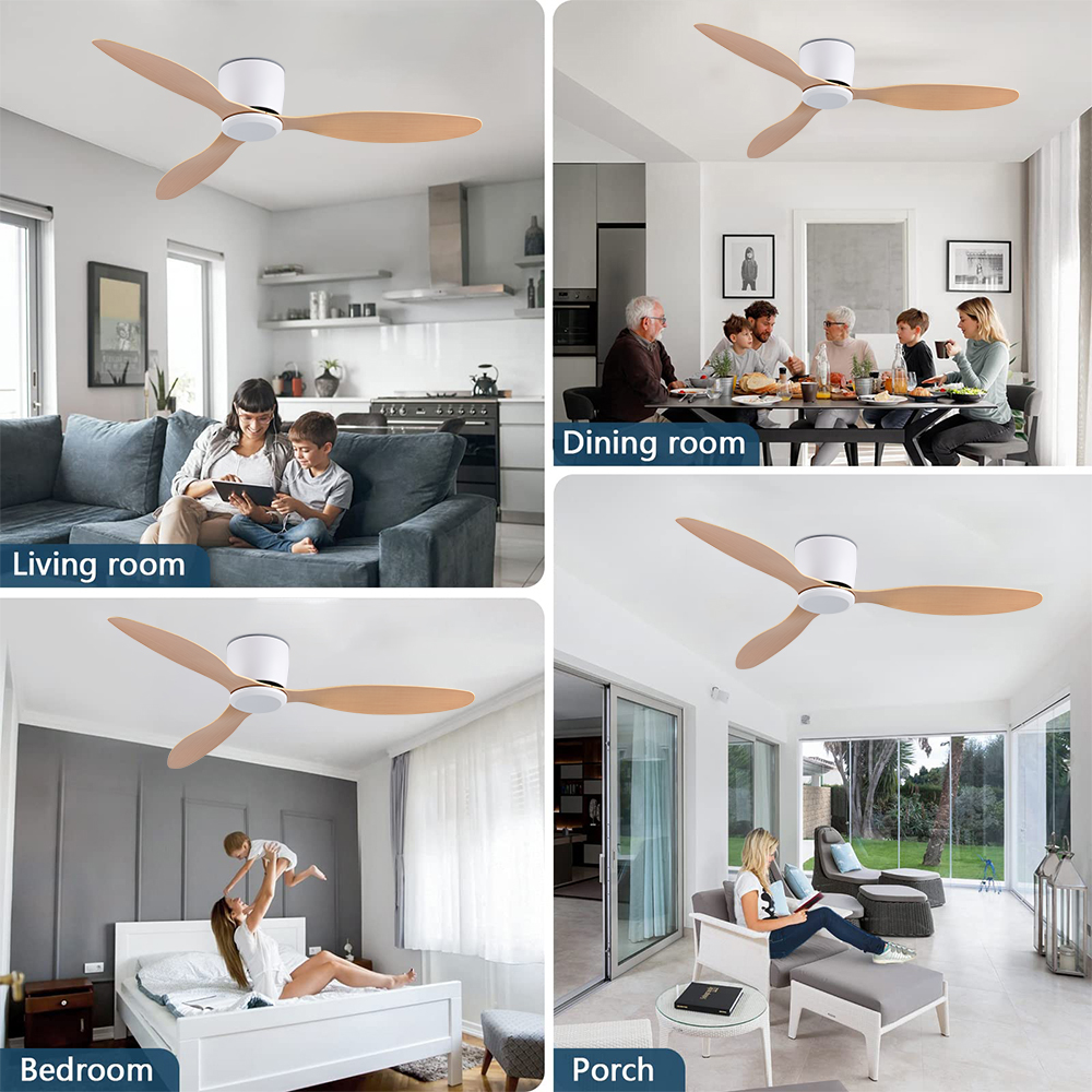 IRALAN 42 52 Inch Ceiling Fans No Light DC Motor Remote Control Cooling Fans Low Floor Ceiling Fan Silent large home fan