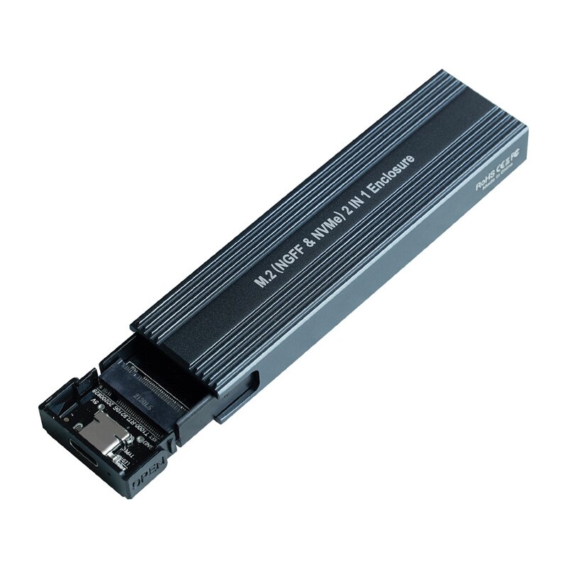 M.2 Naar Usb 3.1 Ssd Case, dual Protocol M.2 Nvme Pcie Ngff Sata M2 Ssd Adapter Voor 2230 2242 2260 2280 Nvme/Sata M.2 Ssd RTL9210B