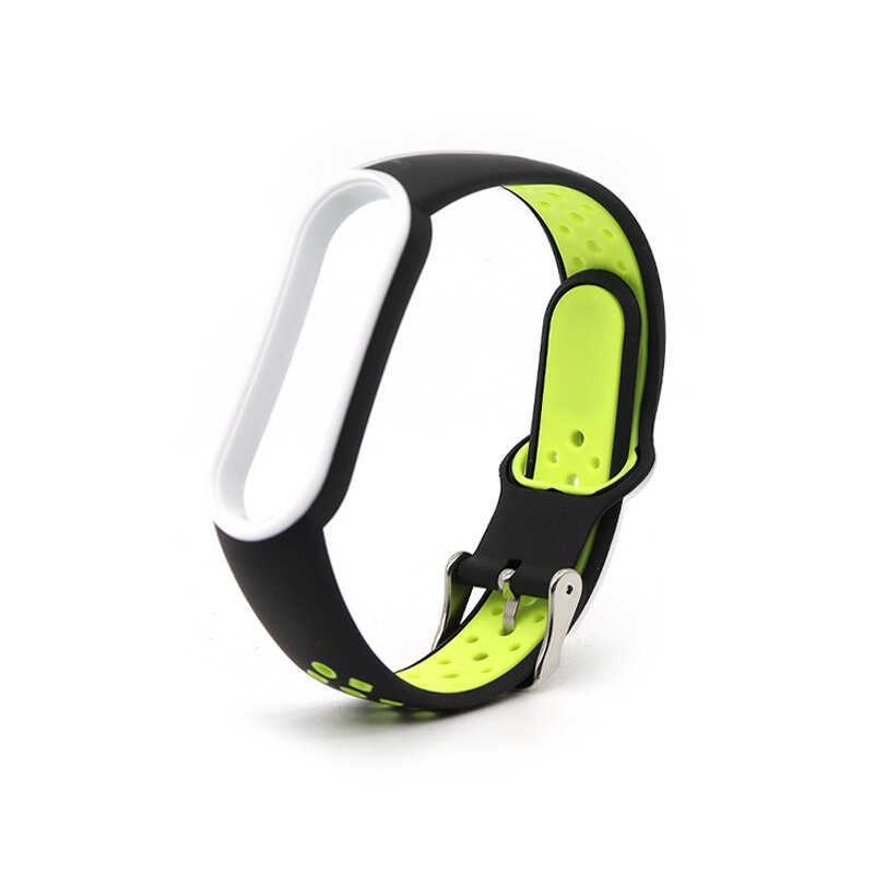 Para Xiaomi Mi Band 5 4 3 6 Correa de doble Color pulsera de silicona reemplazo para Xiaomi Band 4 MiBand 3 5 6 correas de banda: S / Verde negro