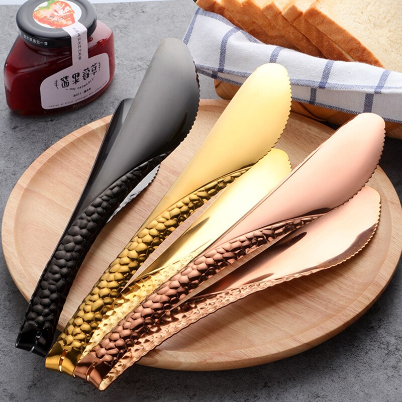 Gold Bread Clip Rose Golden Food Tongs Black Barbecue Buffet Salad Steak Clever Tong Bar Serving Clamp Kitchen Accessories 20cm
