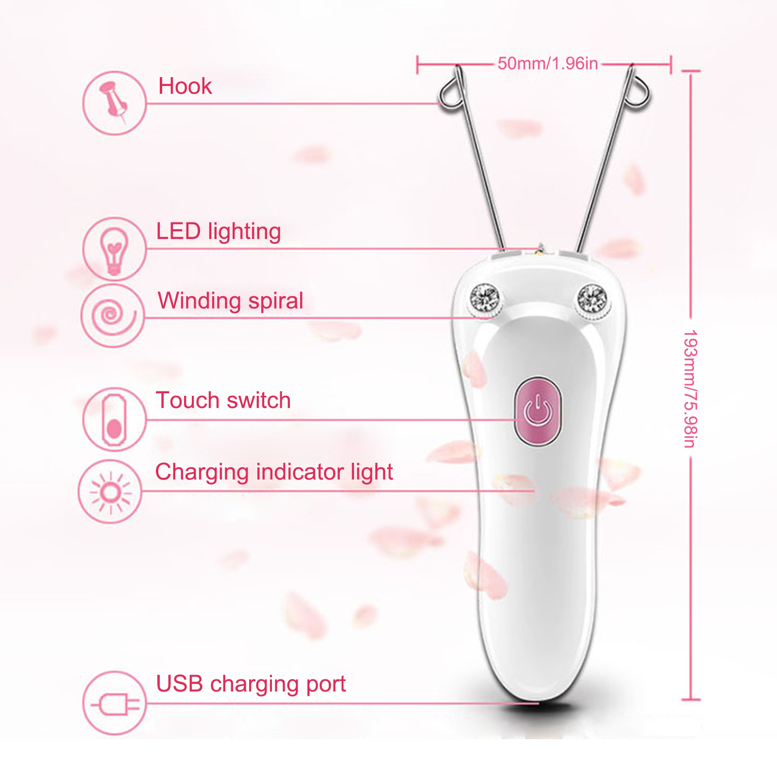 USB Electrolysis Eyebrow Face Body Threader Hair Shaver Electric Threading Charging Cordless Touch Switch Beauty Instrument