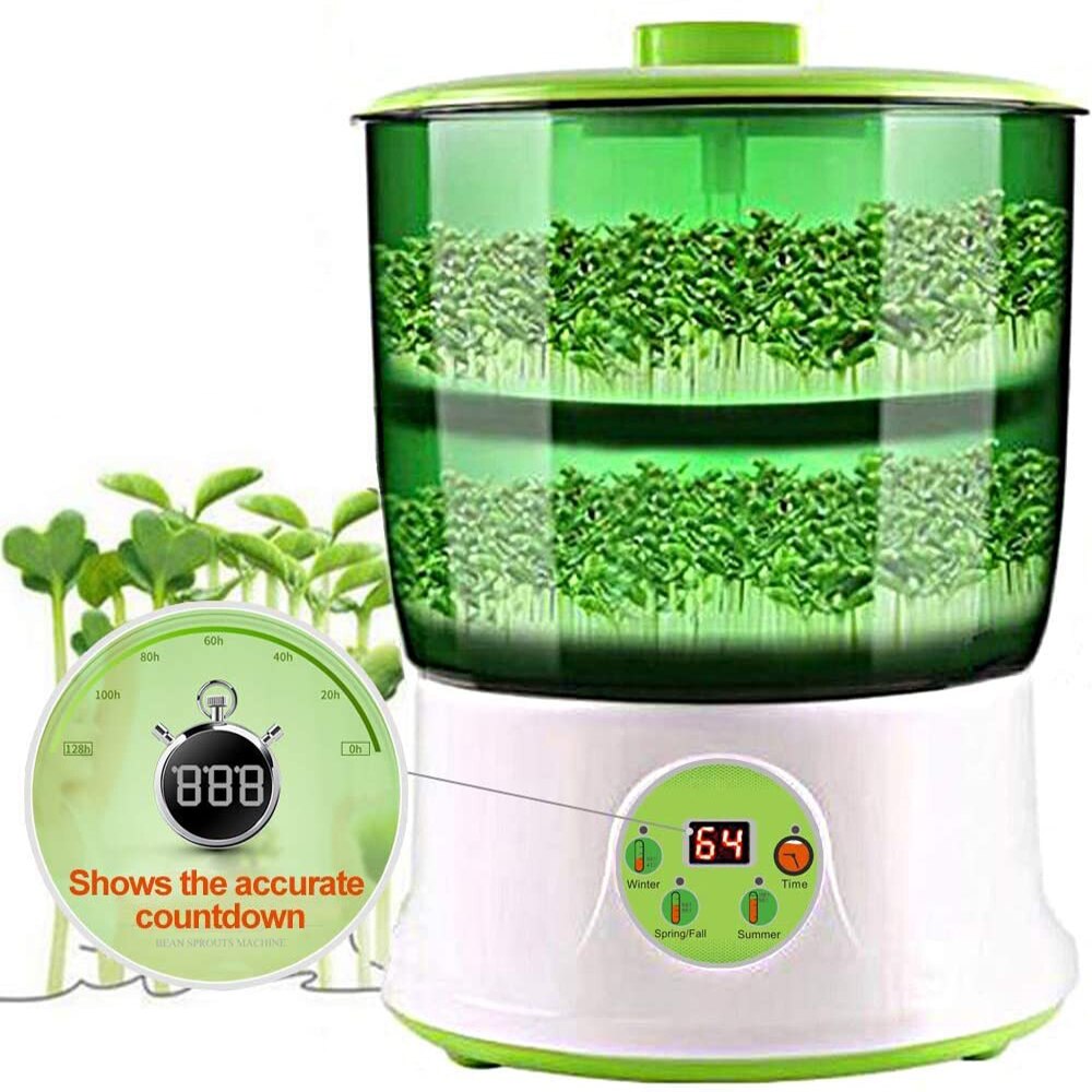 1.5L Bean Sprout Maker Green Vegetable Seedling Growth Bucket Thermostat Automatic Bud Electric Sprouts Germinator Machine