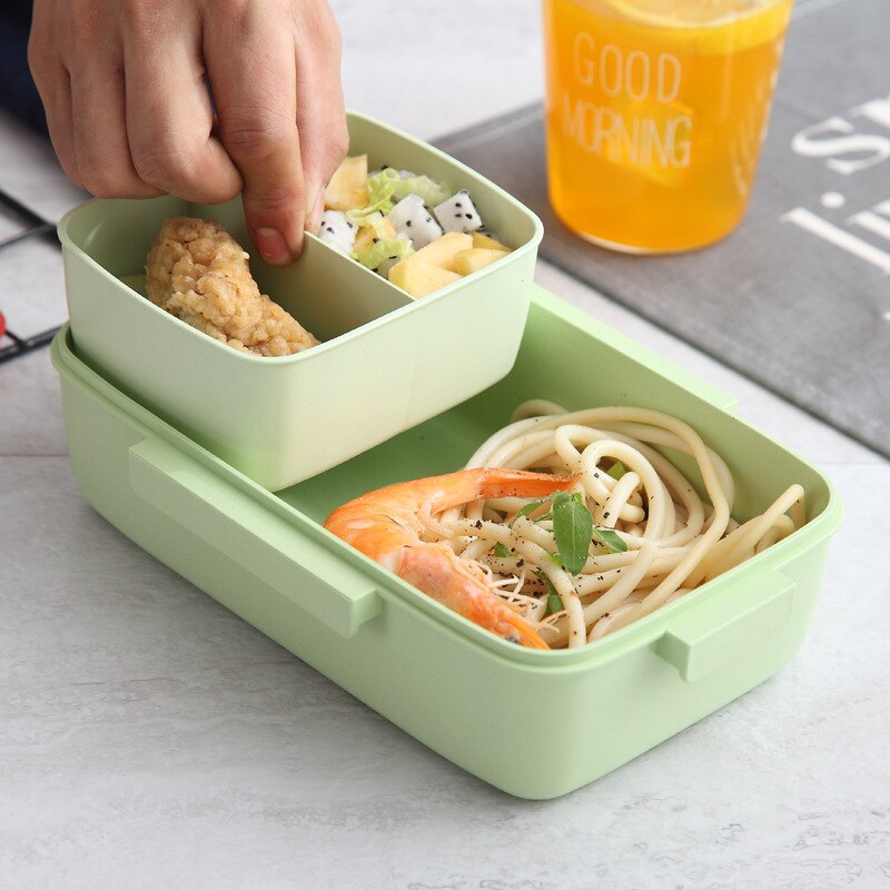 Draagbare Lunch Container Gezonde Materiaal Lunchbox Microwavable Lekvrije Bento Box Aparte Voedsel Container