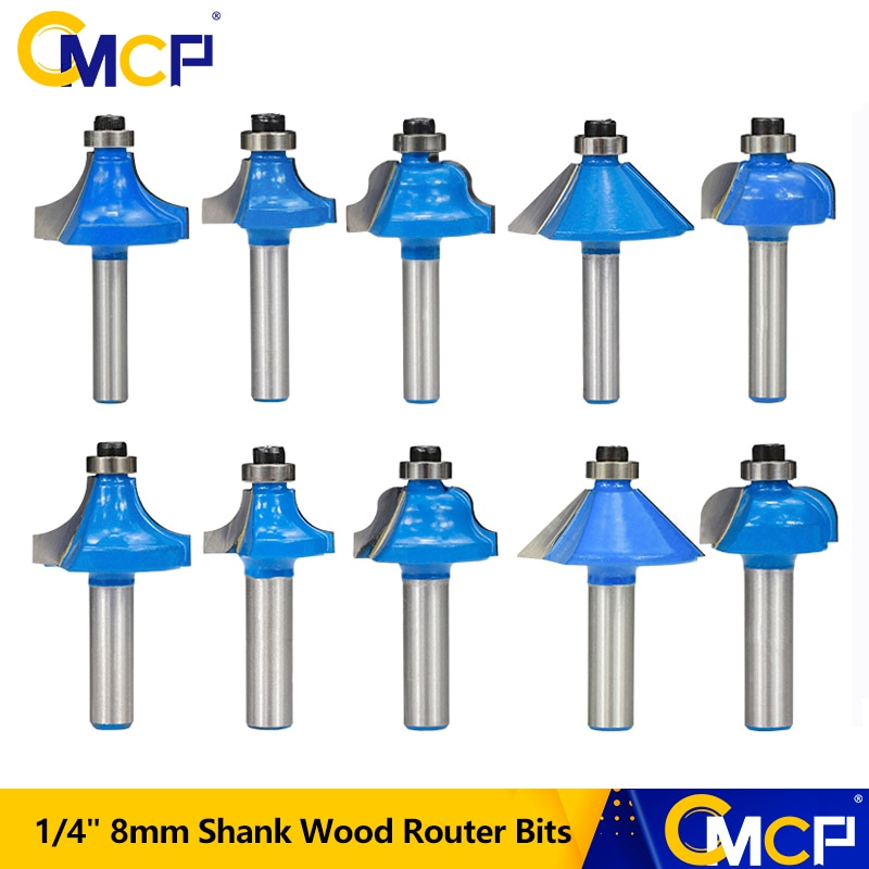 CMCP 1 pièces 6.35mm 8mm tige bois routeur Bits carbure CNC fraises coin arrondi outils de coupe de bois