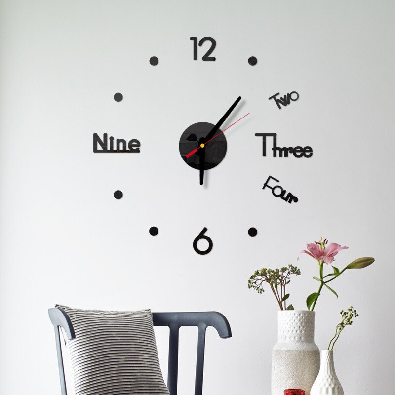 DIY Wall Clock Bedroom Living Room 3D Mirror Stickers Wall Surface Sticker Home Office Decor Clock modern Style Wall Clocks