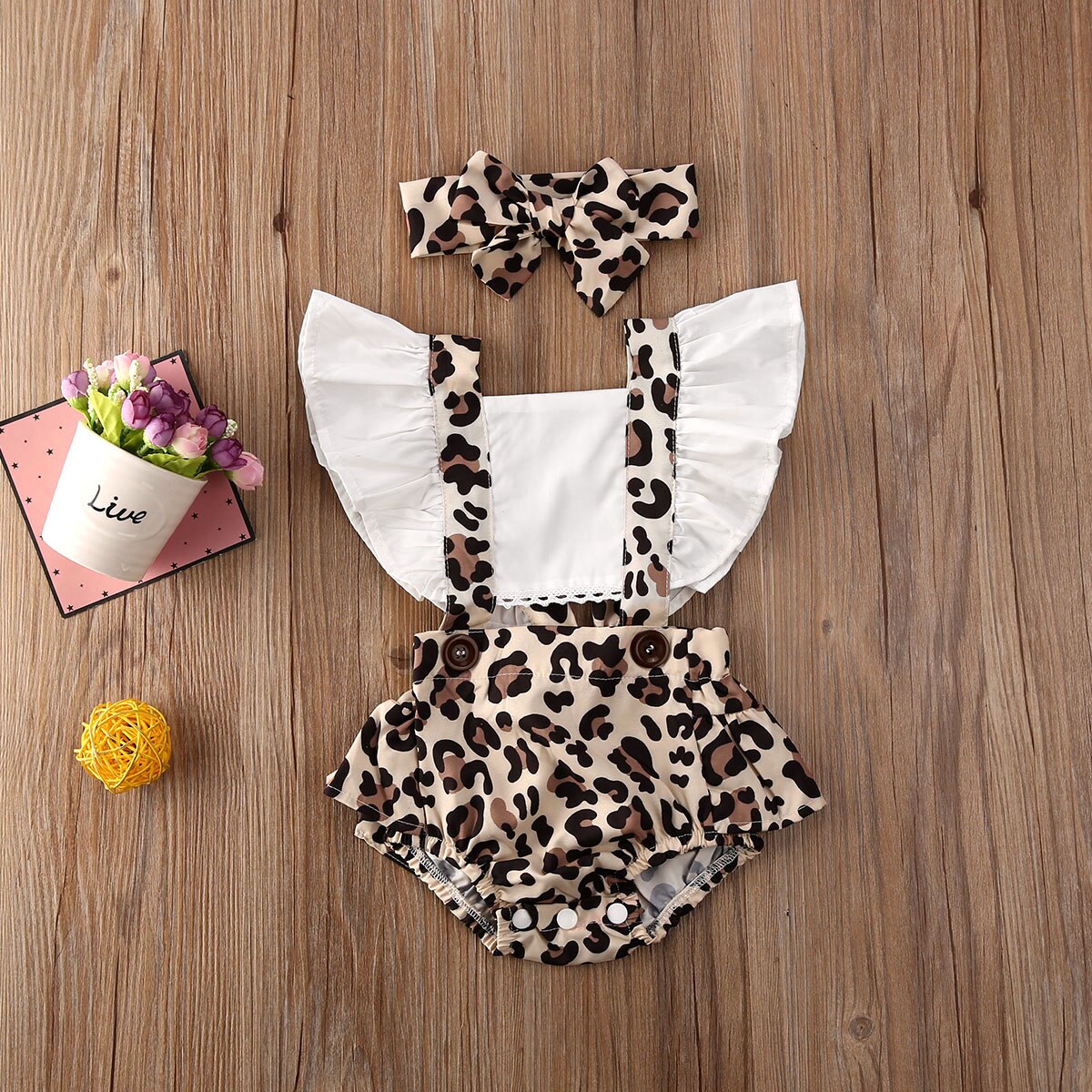 2 Stuks Baby Baby Meisje Luipaard Romper Jumpsuit Kleding Outfits Zomer 0-24M