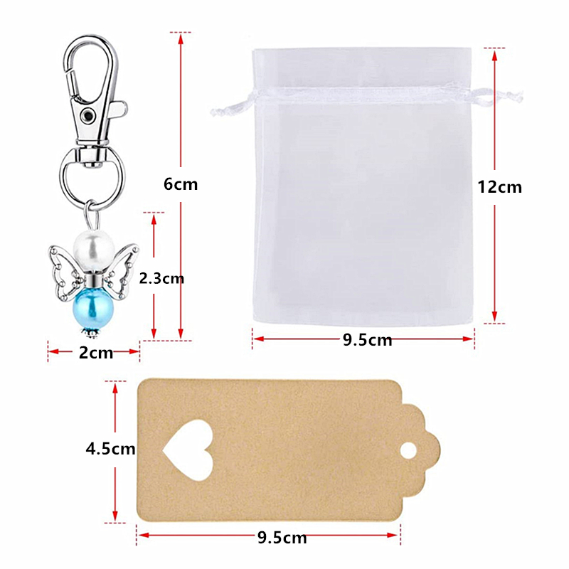 Porte-clés ange gardien chanceux 30 pièces, ensembles de perles de baptême pendentif pour invités de réception pour bébé