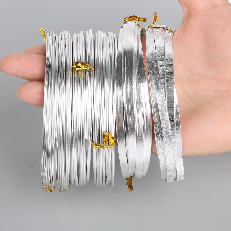 Silver Flat&Round aluminum Wire Soft Metal Floristry Wire For DIY Jewelry Findings & Craft Making