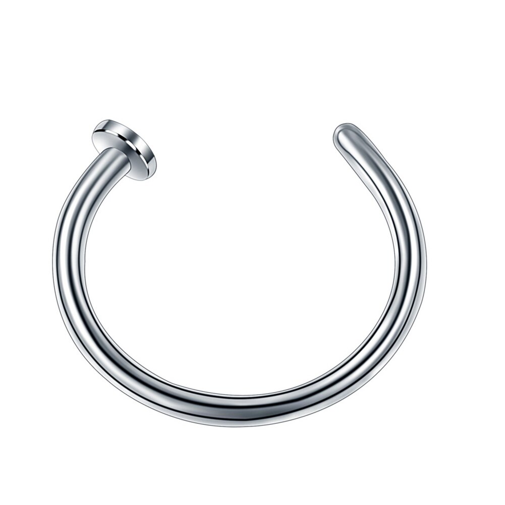 Vrouwen Mannen Rvs Nose Ring Body C Stijl Geen Piercing Bone Clip Sieraden Neus Oorbel Piercing Mode-sieraden: silver / 10mm
