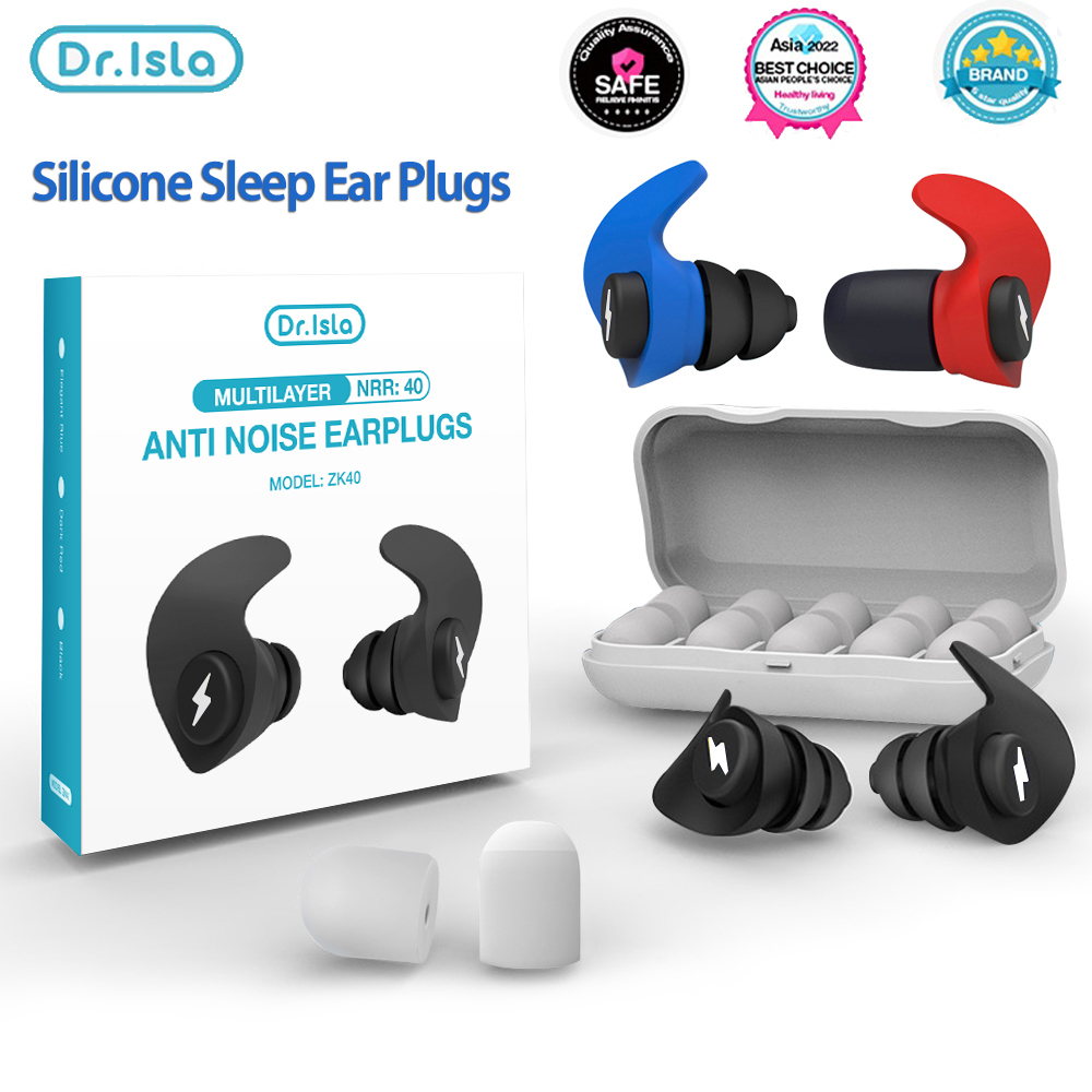 Dr.isla ZK40 6 uds tapones para los oídos de silicona suave de 3 capas tapones para los oídos cónicos con reducción de ruido para dormir aislamiento acústico Protector de oídos