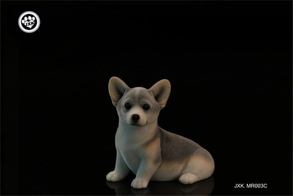 JXK Fluff Pembroke Welsh Corgi Dog Pet Healing Figure Canidae Animal Collector Toy Resin Desktop Decoration: JXKMR003C