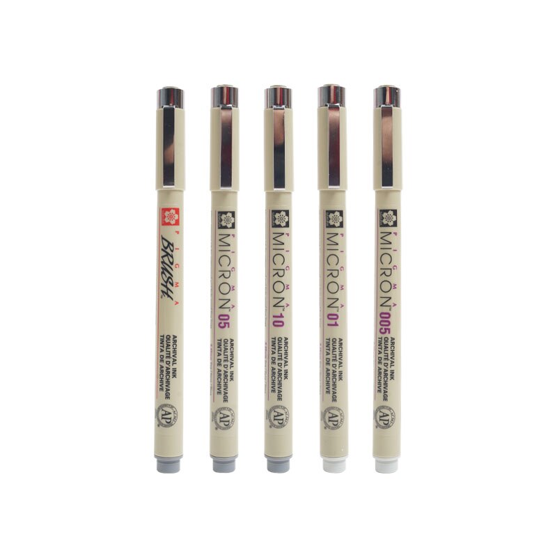 SAKURA Waterproof Thread Hooking Needle Pen Creation Color Drawing Pen Special for Drawing Art Animation Set Cold Gray