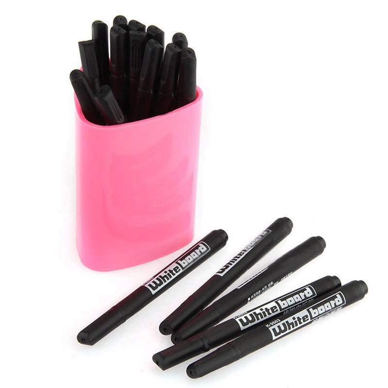 20Pcs Whiteboard Marker Black Pen Dry Wipe Erase Erasable Office Meeting Teach Stationery JR Deals