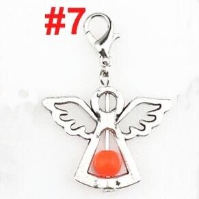 14 pçs encantos feitos à mão colorido acrílico grânulos charme anjo da guarda asas diy pingente para jóias 22526: color 7