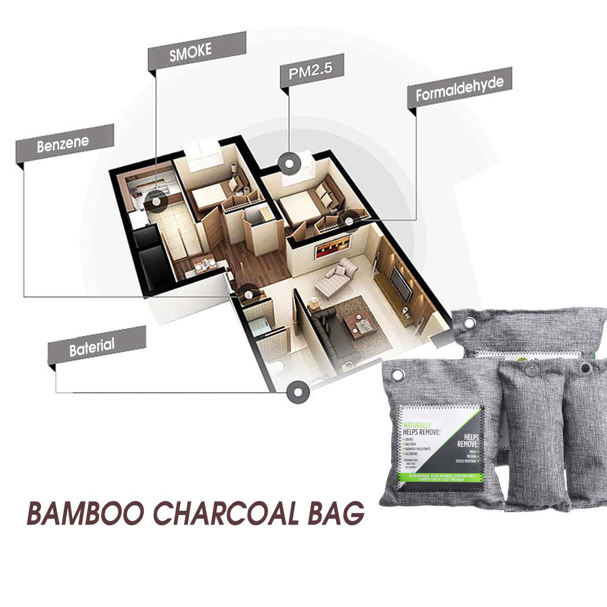 Purifier Bag Car Home Shoes Bamboo Charcoal Dehumidifier Odor Remover Purifying Bag Natural Freshener Bags