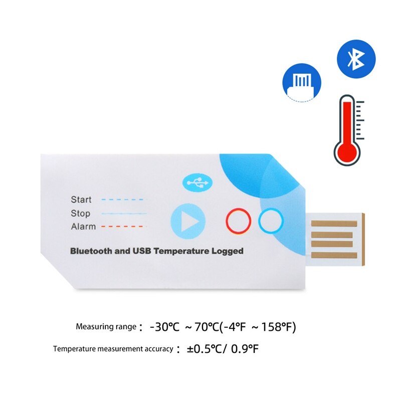 USB Temperature Data Logger Disposable RH TEMP Data Logger Recorder Bluetooth And USB Temperature Logger
