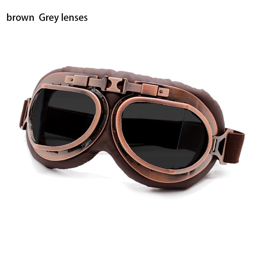 Retro Vintage Pilot Goggles Motor Protective Gear Glasses For Motorcycle Cruiser Cafe Scooter: PURPLE