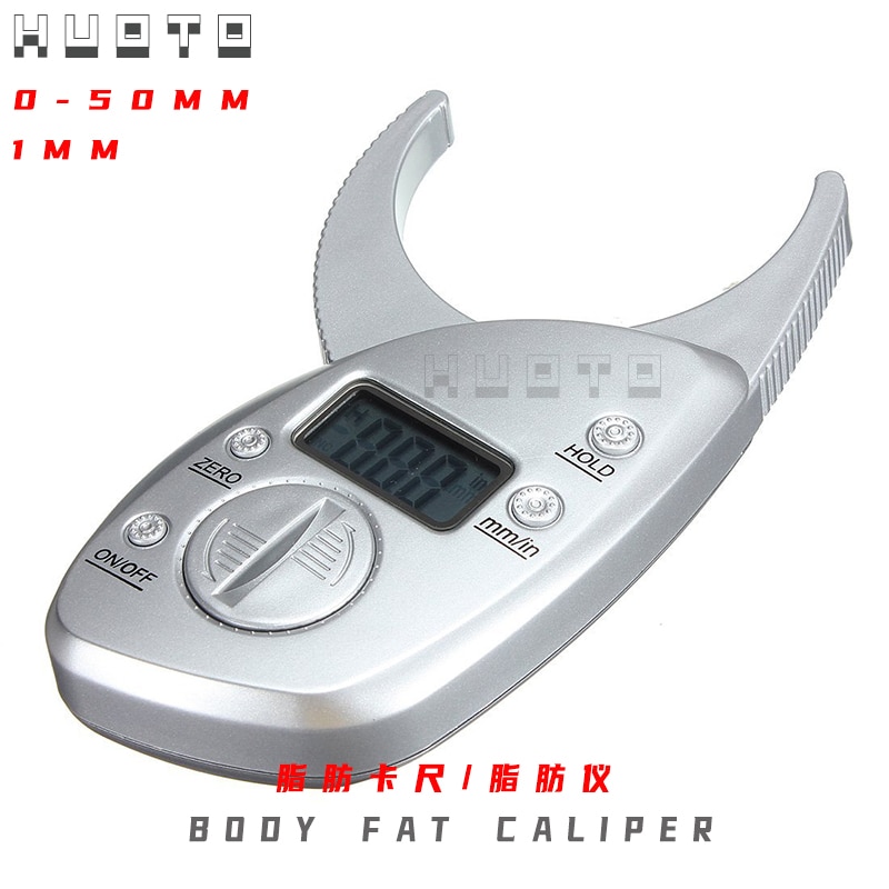 Digital Body Fat Caliper Nekplooimeting Fat Dikte Remklauw Slank Gids Huidplooi Remklauw Digitale Adipometers