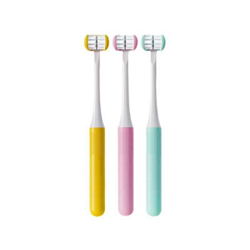 Silicone Brush Head C-Shaped 3-Sides Children's Toothbrush 3D Premium Soft Bristle Toothbrush Tongue Brush Tongue Scraper: MULTI