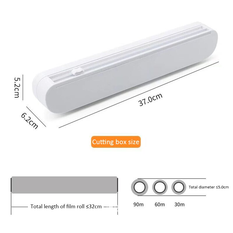 Plastic Wrap Dispensers Foil Film Cutter Food Cling Film Cutter Stretch Tite Plastic Wrap Dispenser Storage Holder with Cutting: Without Plastic Wrap