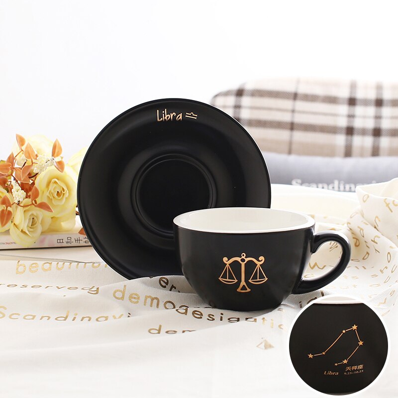 Black Ceramic Coffee Cup and Saucer Set Luxury Cappuccino Coffee Cup Set Filizanki Do Kawy Mug BD50CS: style8