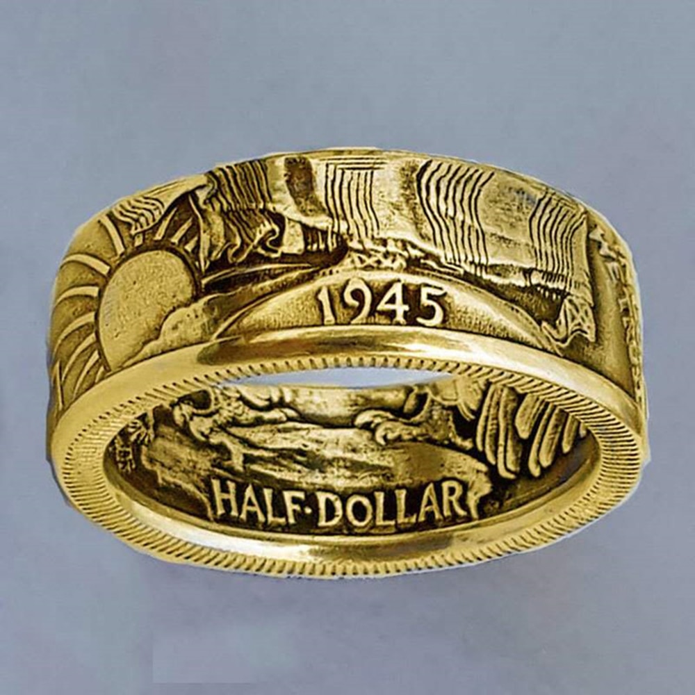 Anillo de doble cara de la historia para hombre, pintura de sello para hombre, accesorios de dedo con personalidad, compromiso, de San Valentín, 1945