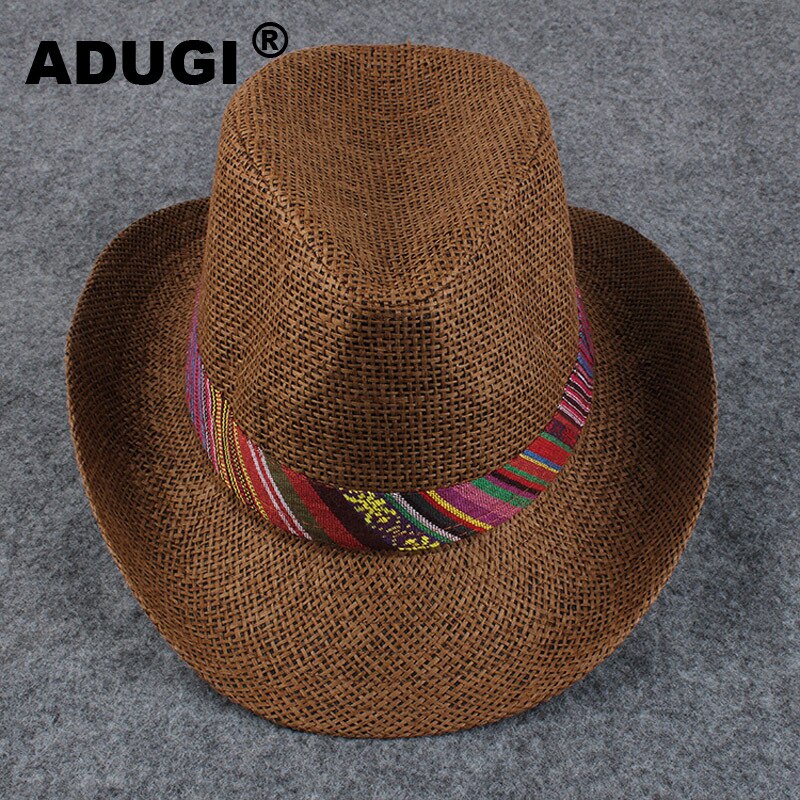 ADUGI Cowboy Hütte Männlichen Einfarbig Atmungsaktive Sommer Schatten Männlichen Hütte Rolle Entlang Cowboy Hütte Sonnencreme Sonnenhut Strand Hütte männlich Hütte: braun