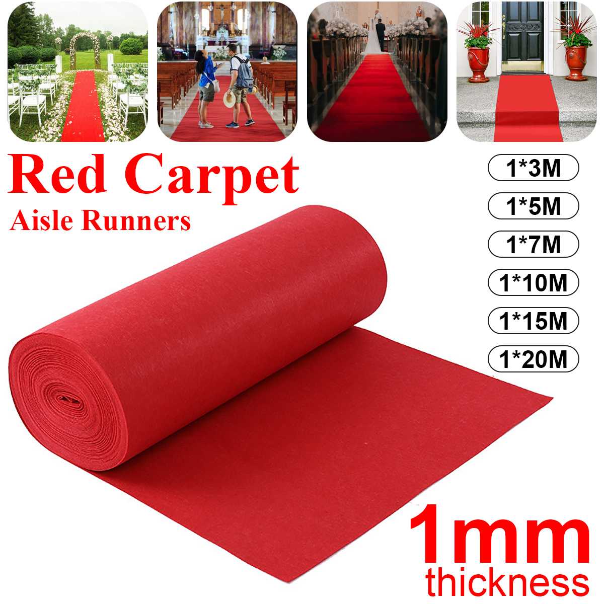Tapis rouge épais pour allée de mariage, 1M – 20M, décoration d&#39;intérieur et d&#39;extérieur pour fêtes et festivals: 7M