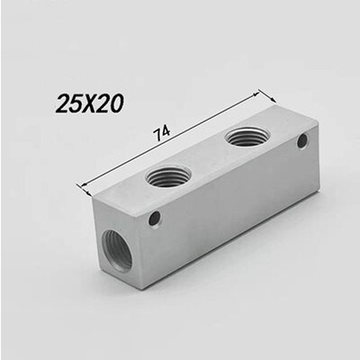 25 x 20mm 1/4 "bsp kvinnlig pneumatisk koppling snabbkoppling gasfördelare grenrörsdelare aluminiumblock för luftkompressor: 2- vägs 4- port