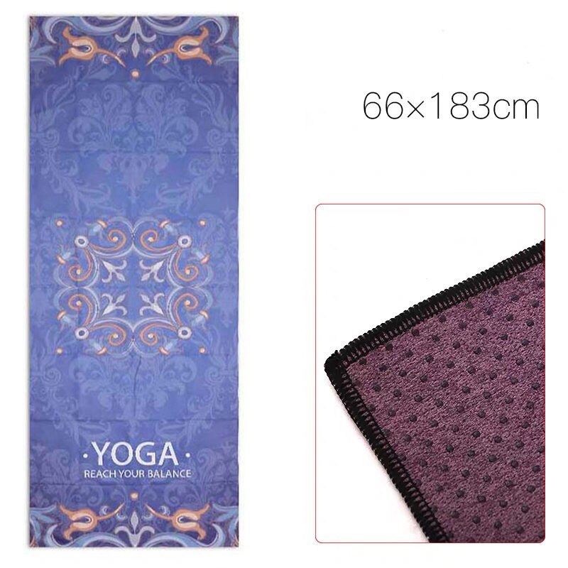 Yogamåttehåndklæde ruskindabsorberende silicagel godt greb antislid yoga tæppe trykt yoga håndklæde pilates måttedæksel: 005