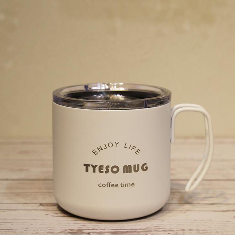 Baispo rustfrit stål kaffekrus med låg amerikansk stil te mælkekop anti-fald rejse krus termisk isolering kaffe tegning: Hvid