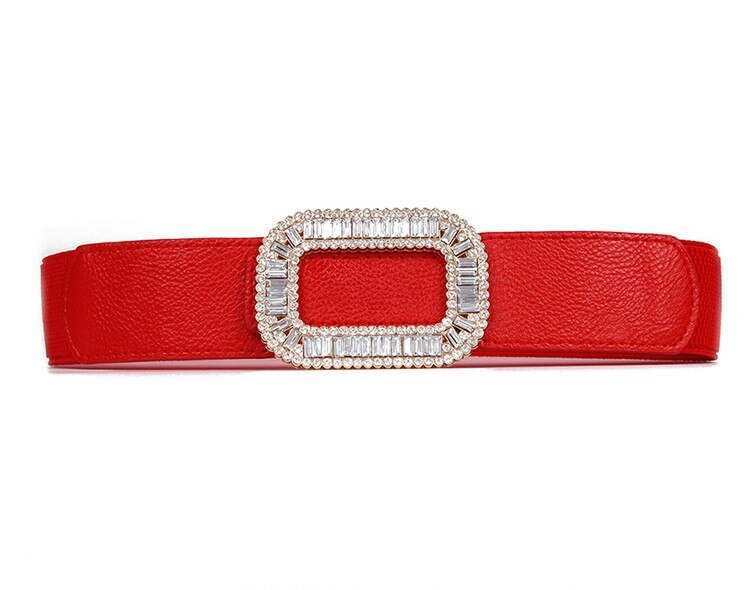 Faja elástica con diamantes de imitación para mujer, cinturilla ancha con hebilla de cristal, decorada con cuerpo femenino, color negro