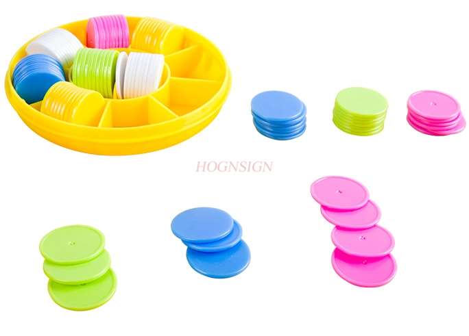 Disco de conteo de matemáticas para niños con rojo amarillo azul verde blanco color conteo disco de clasificación de hoja de plástico
